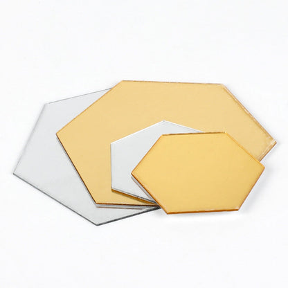 GLIMPSE | Hexagon 3D Mirror Wall Stickers -12 Set, Self-adhesive Decorative Mirrors