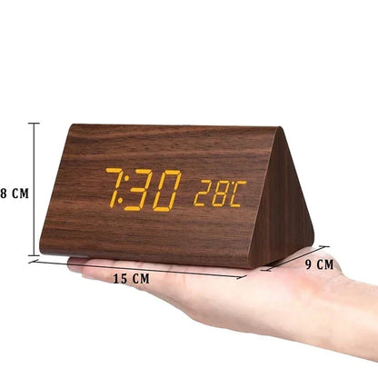 GLIMPSE | Wooden LED Alarm Clock with Temperature Display and Voice Control