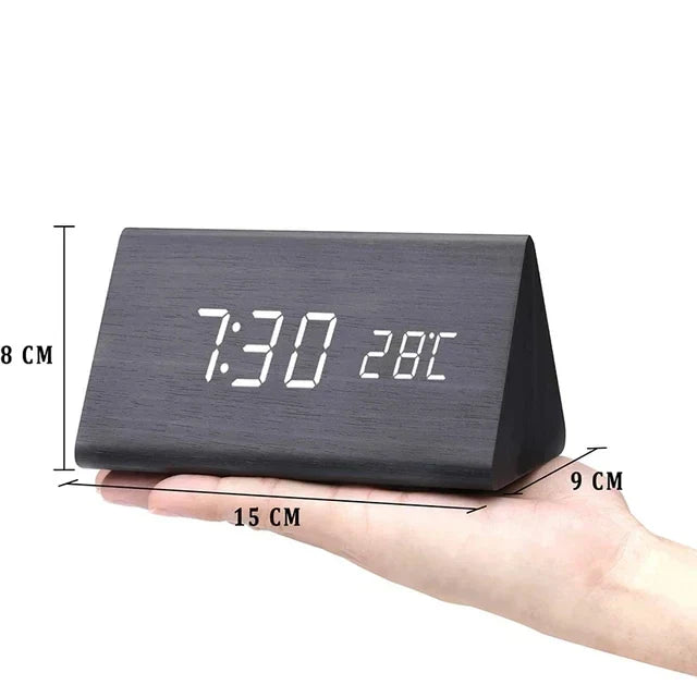 GLIMPSE | Wooden LED Alarm Clock with Temperature Display and Voice Control