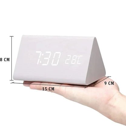 GLIMPSE | Wooden LED Alarm Clock with Temperature Display and Voice Control