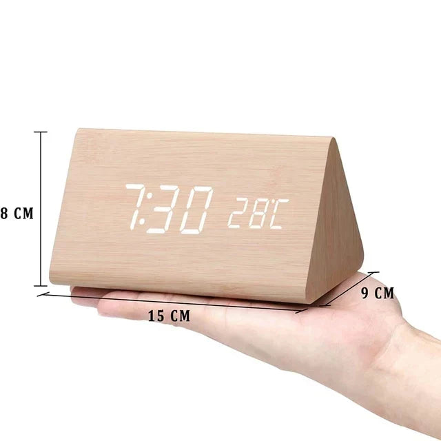 GLIMPSE | Wooden LED Alarm Clock with Temperature Display and Voice Control