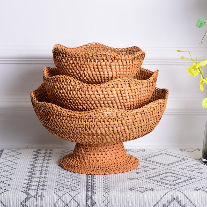 GLIMPSE | Rustic Rattan Fruit Baskets Decorative Storage Bowls