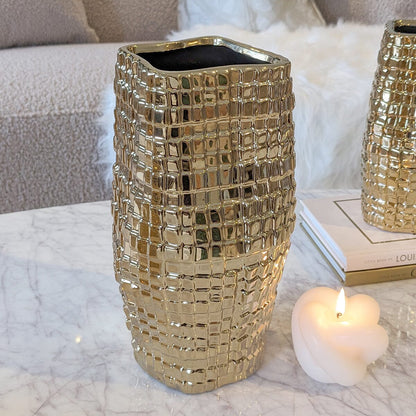 GLIMPSE | Gilded gold abstract vase with texture