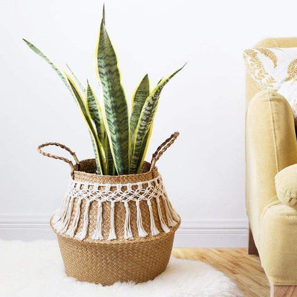 GLIMPSE | Bohemian seagrass basket with tassels