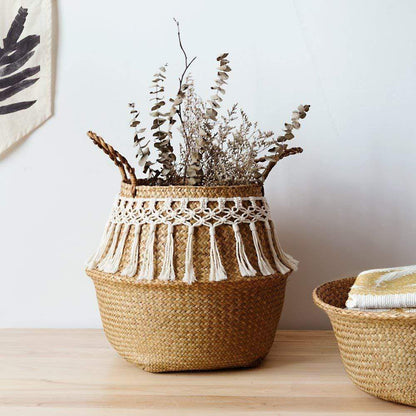 GLIMPSE | Bohemian seagrass basket with tassels